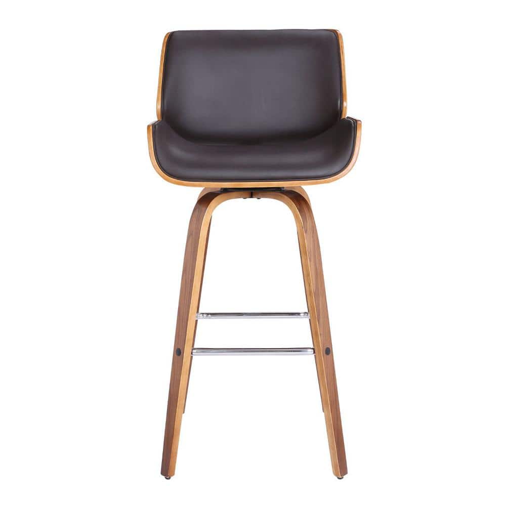 HomeRoots 26 in. Brown Faux Leather Wooden Base Bar Stool 2000477190