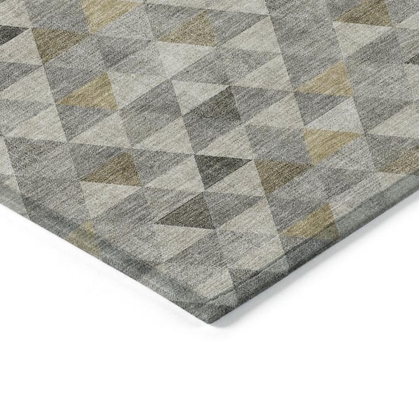 Taupe, Beige, Tan 5 ft. x 8 ft. Woven Geometric Polyester Rectangle Indoor/Outdoor Area Rug