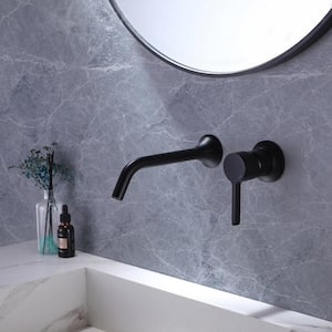 Modern Single-Handle Wall Mounted Faucet Bathroom Sink Faucet in Matte Black