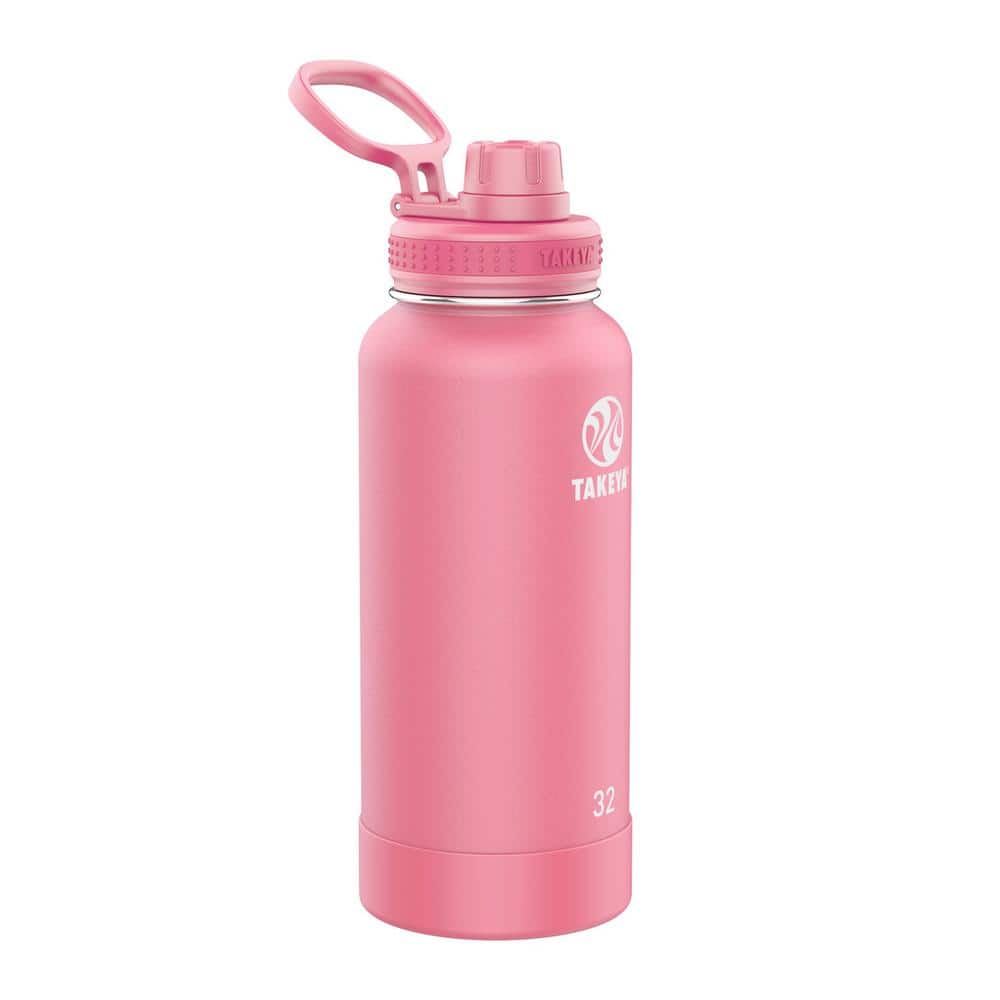 Hydrapeak SportBoot 32 oz. Peony Triple Insulated Stainless Steel Water Bottle with Straw Lid and Protective Silicone Boot