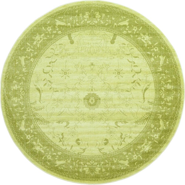 La Jolla Floral Light Green 8' 0 x 8' 0 Round Rug