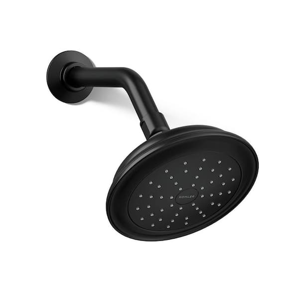 KOHLER Artifacts 1-Spray Patterns 2.5 GPM 5.5 in. Wall Mount Fixed Shower Head in Matte Black