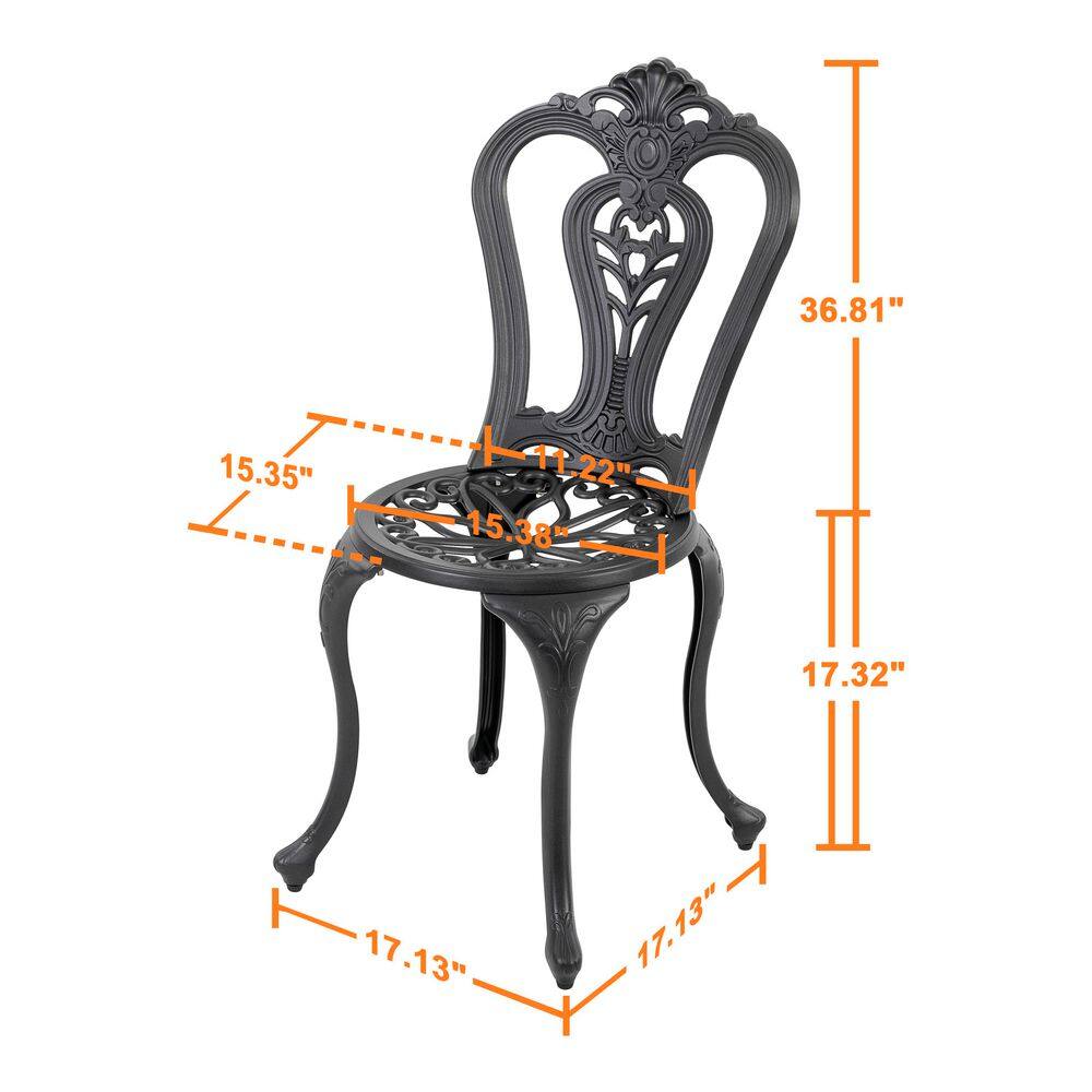 Black and Gold Speckled Cast Aluminum Outdoor Patio Chair Set