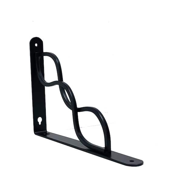 6. 5in x 9in Black Steel Triple Scroll Decorative Shelf Bracket