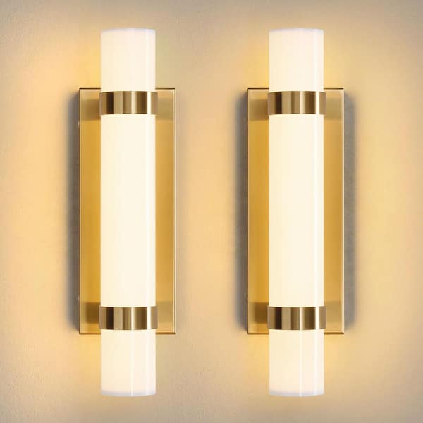 16 in. 1-Light Gold LED Vanity Light Bar Dimmable 15W Bathroom Light 3000K Wall Sconces Light Fixture for Bedroom