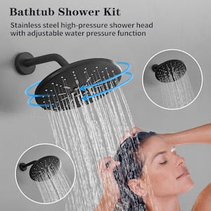 1-Spray Pattern with 1.8 GPM Showerhead Face Diameter 9 in. Wall Mount Fixed Shower Head in Matte Black