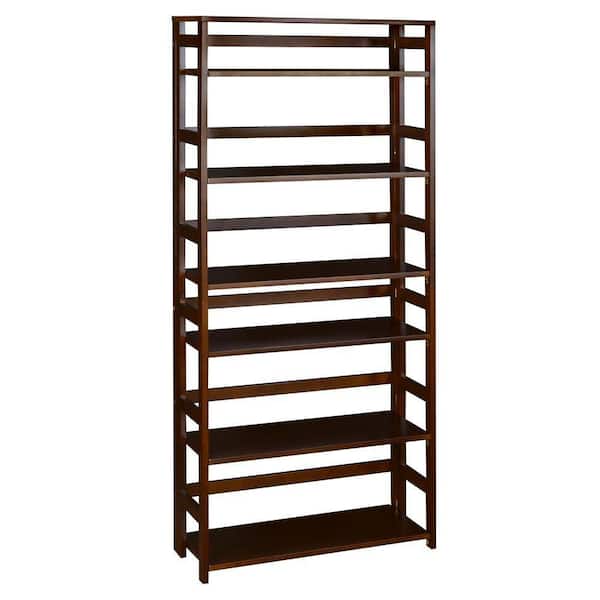 Regency 67 in. Mocha Walnut Wood 6-shelf Standard Bookcase