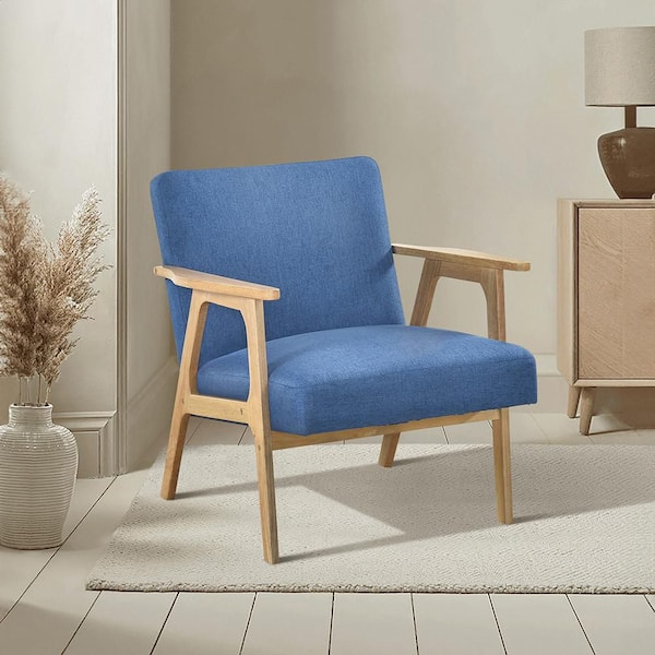 Lazzara Lewiston Blue Textured Fabric Upholstery Accent Arm Chair