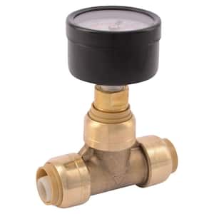 1/2 in. Push-to-Connect Brass Tee Fitting with Water Pressure Gauge