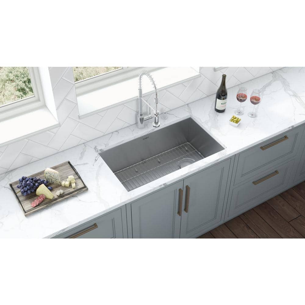 32-Inch Stainless Steel Undermount Kitchen Sink with Slope Bottom