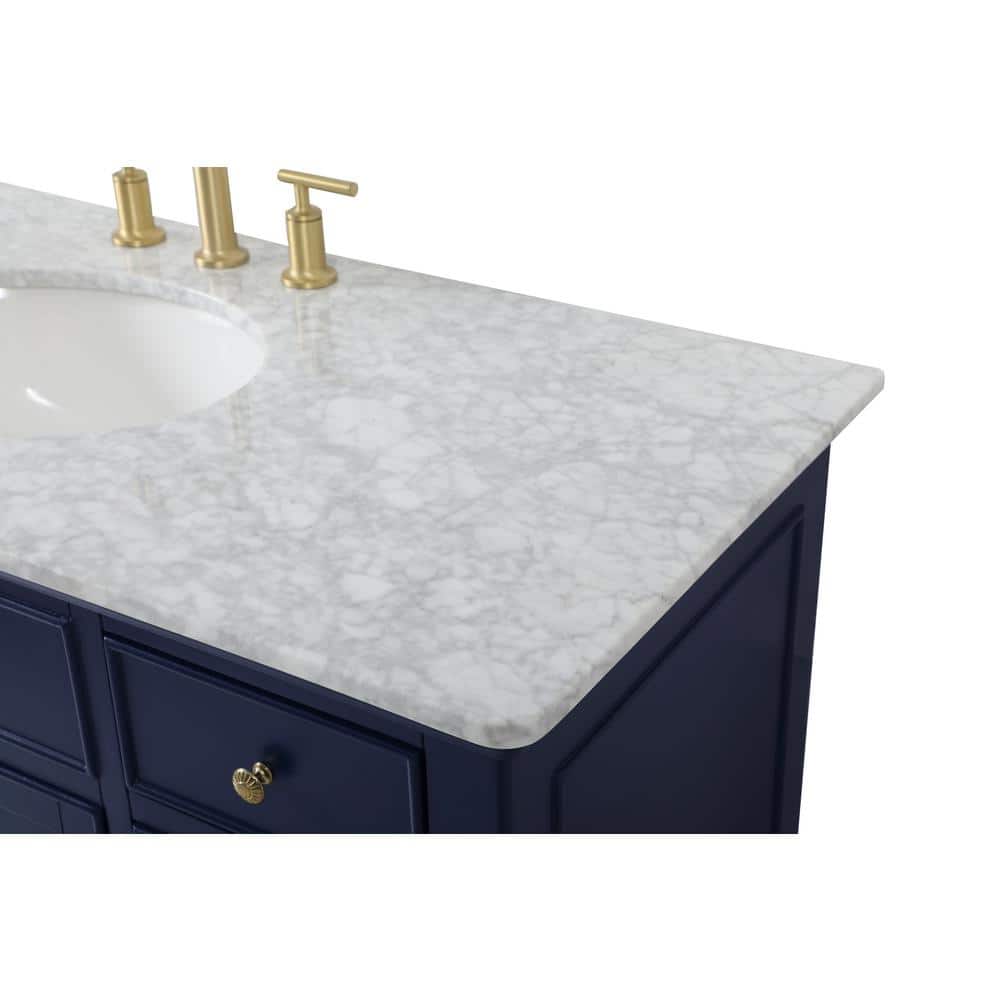 48-Inch Blue and White Marble Single Bathroom Vanity