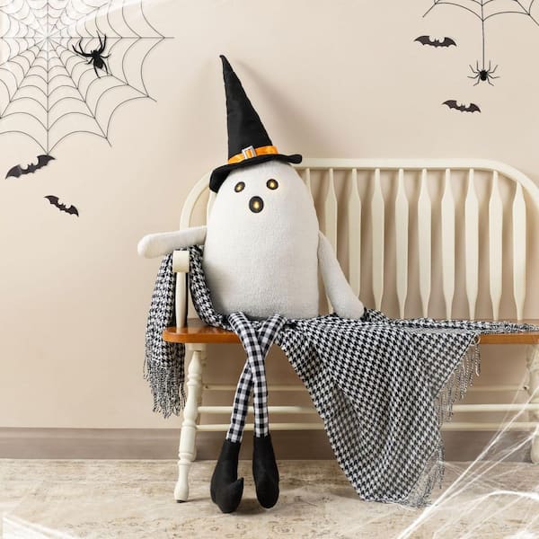 65.25 in. H Halloween Oversized Lighted Fabric Ghost Sitter Porch Decor, with Timer