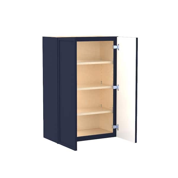 Home Decorators Collection Franklin 27 in. W x 12 in. D x 36 in. H Assembled Plywood Wall Kitchen Cabinet in Vessel Blue with Soft Close