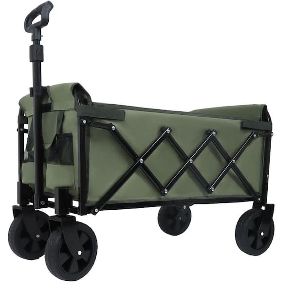2 cu. ft. Steel Expandable Dual-Layer Utility Wagon Garden Cart in Dark Green