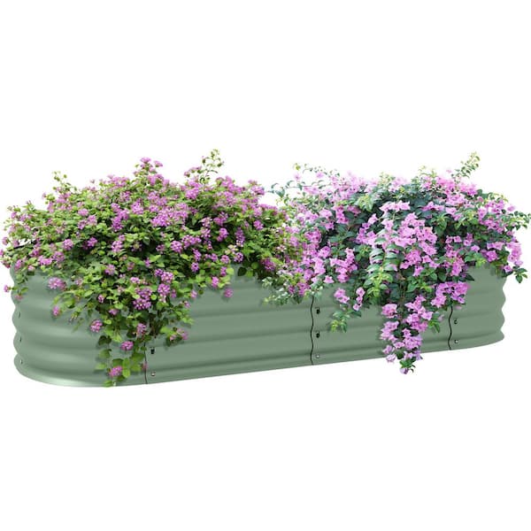 Outsunny Galvanized Raised Garden Bed Kit, Metal Planter Box with Safety Edging, 59 in. x 24.5 in. x 11.75 in., Green