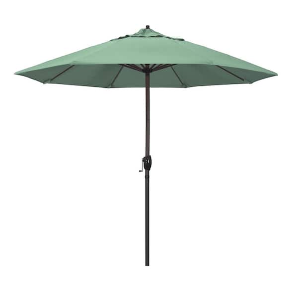 California Umbrella 9 ft. Aluminum Market Auto Tilt Crank Lift Bronze Patio Umbrella in Spa Pacifica