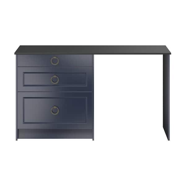 J COLLECTION Laramie 61.5 in. W x 34.5 in. H x 24 in. D Painted Blue Shaker Simple Desk Bundle