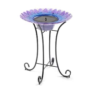 Bell Flower Glass Solar Birdbath