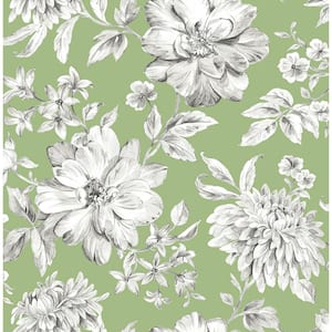 Gabriela Green Floral Green Wallpaper Sample