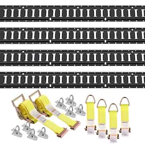 E Track Tie-Down Rail Kit 5 ft. E-Tracks Set with 4 Steel Rails, 8 O-Ring Anchors, 4 Tie-Offs, D-Ring, 2 Ratchet Straps