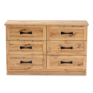 Colburn 6-Drawer Oak Brown Dresser (29.64 in. H x 47.24 in. W x 15.75 in. D)