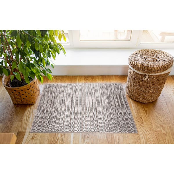 Cassie 2 ft. x 3 ft. Ivory Stripe Scatter Rug