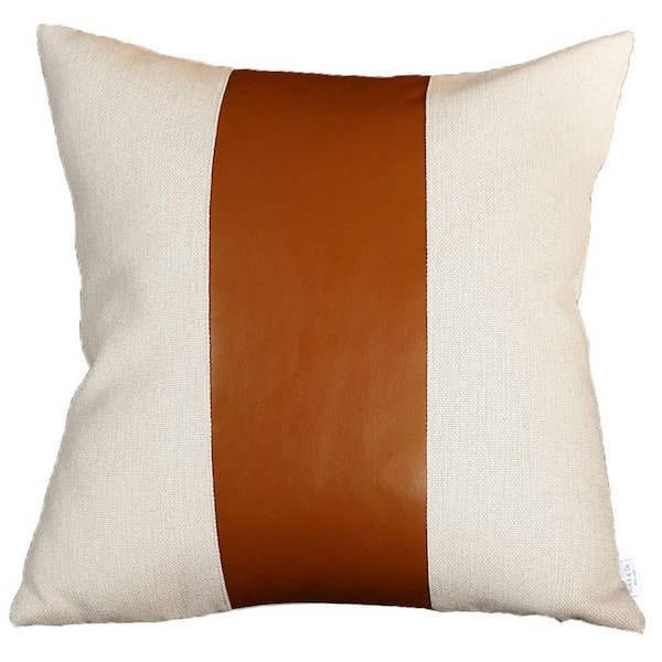 HomeRoots Brown, Ivory Solid Polyester 20 in. X 20 in. Throw Pillow