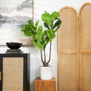 49 in. H Fiddle Leaf Artificial Tree with Black Pot