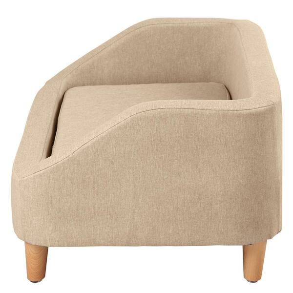 Small 37 in. Beige Pet Sofa Dog Sofa Cat sofa Cat Bed Pet Bed Dog Bed  Rectangle with Movable Cushion and Wood Style Foot SOFAPET-37BEI - The Home  Depot