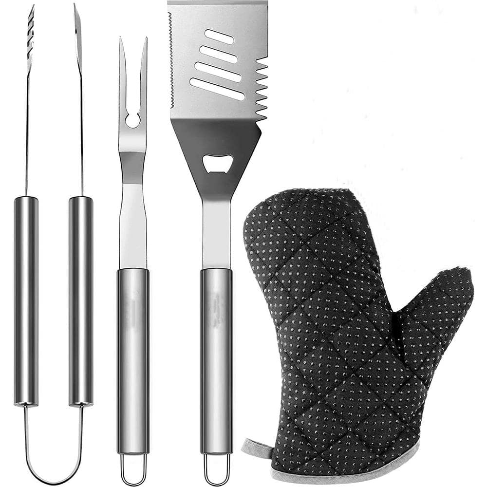 Aollop Grill Scraper BBQ Stainless Steel Grill Grate Cleaner No-bristles with Extended Handle & Bottle Opener Fits Most Grill Grates or Griddles