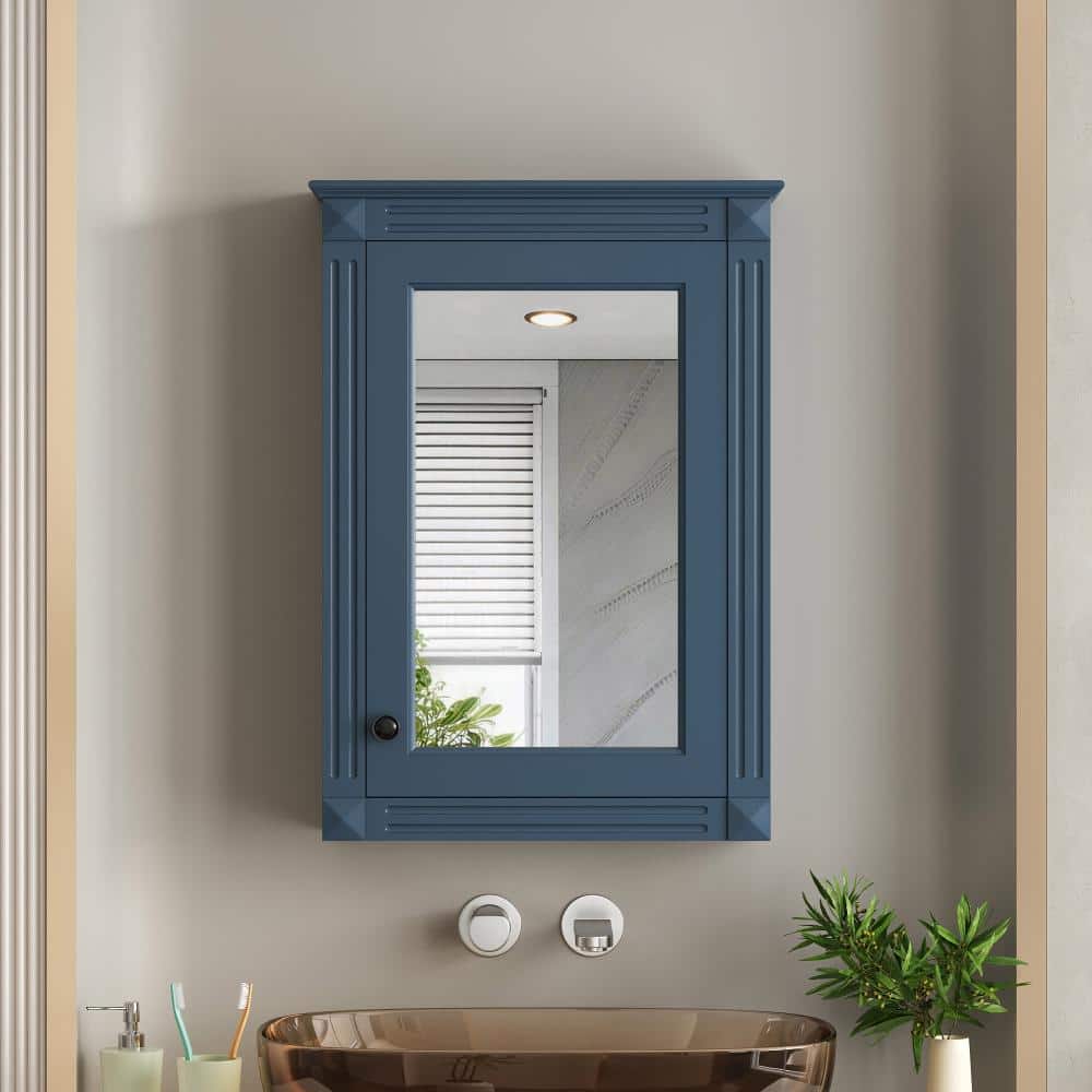 20 in. W x 27.8 in. H Rectangular Blue Surface Mount Medicine Cabinet with Mirror, Adjustable Shelves price history on PriceWatchPro