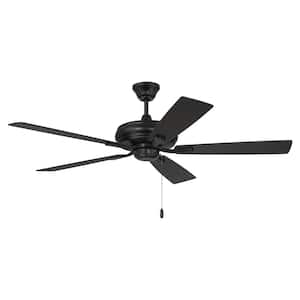 Eos 52 in. Indoor Dual Mount 3-Speed Flat Black Finish Ceiling Fan with Flat Black/Greywood Reversible Blades