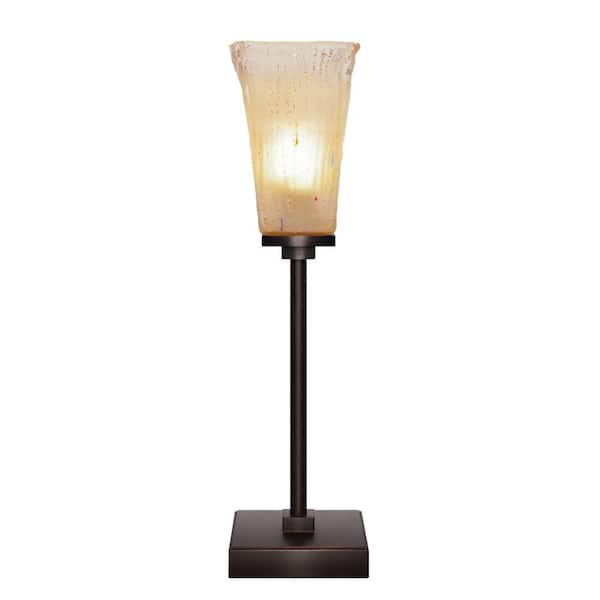 Unbranded Quincy 18.25 in. Dark Granite Accent Lamp with Glass Shade