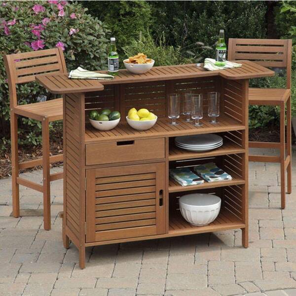 Home Styles Montego Bay 3-Piece Patio Bar Set with 2 Stools