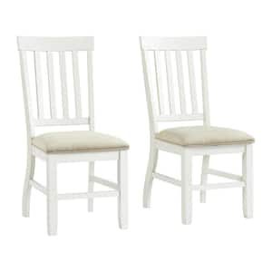 Stanford White Wooden Slat Back Dining Chair (Set of 2)