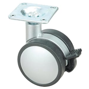 2 in. (50 mm) Black and Silver Braking Swivel Plate Caster with 132 lb. Load Rating