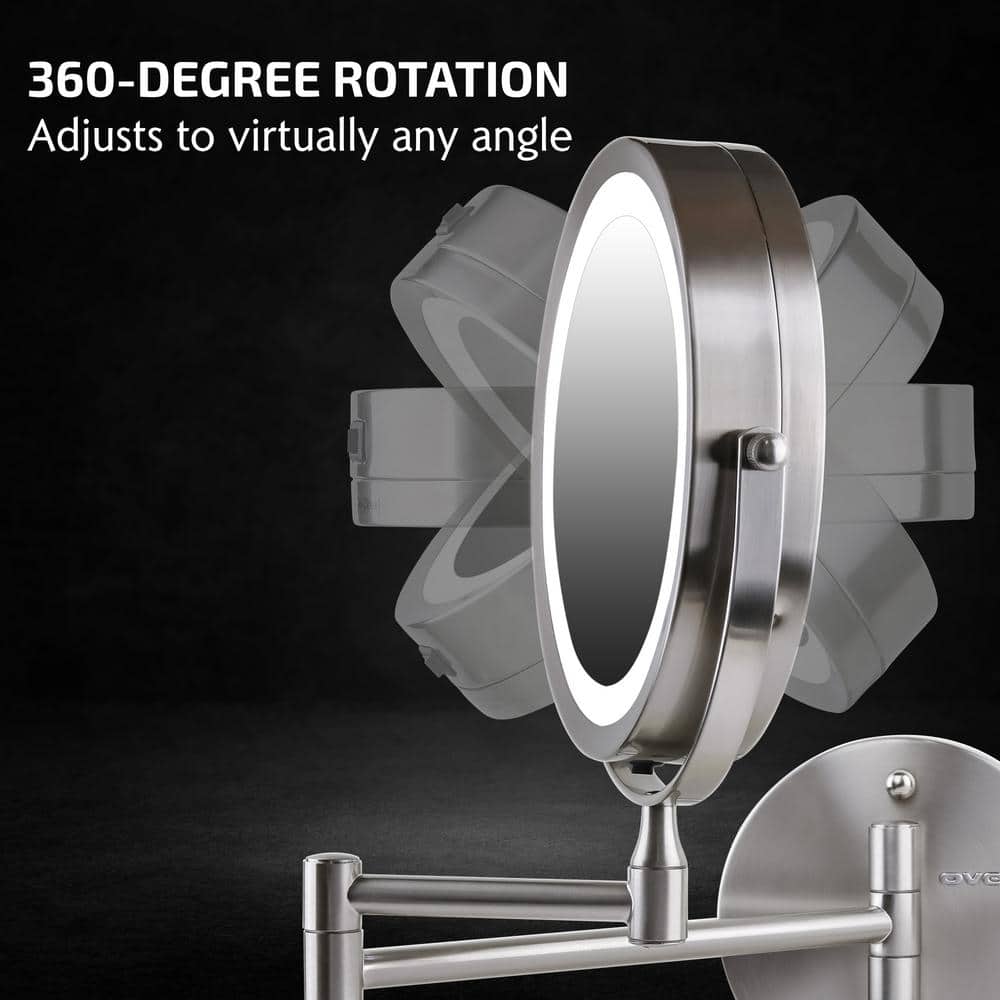 Nickel Brushed 11.6" Wall Mounted LED Magnifying Mirror