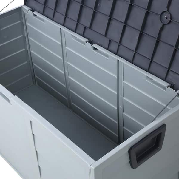 75 Gal. Gray Resin Patio Plastic Deck Box with Wheels, All