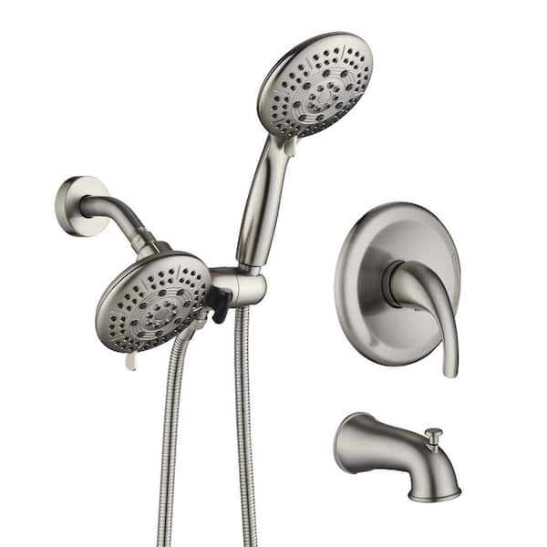YASINU Single-Handle 7-Spray Setting with Hand Shower Bathroom Tup Spout in Brushed Nickel (Valve Included)
