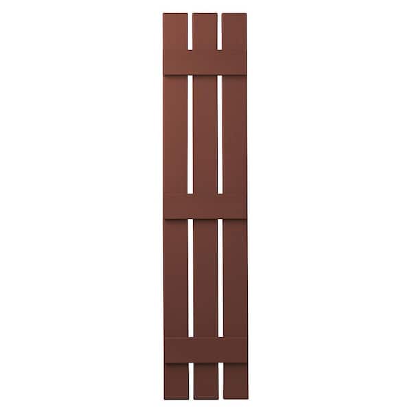 Ply Gem 12 in. x 67 in. Polypropylene 3-Board Open Board and Batten Shutters Pair in Red