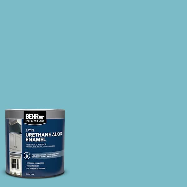 1 qt. #M470-4 Azure Lake Satin Enamel Urethane Alkyd Interior/Exterior Paint