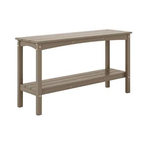 Laguna Outdoor Patio Bar Console Table with Storage Shelf Weathered Wood