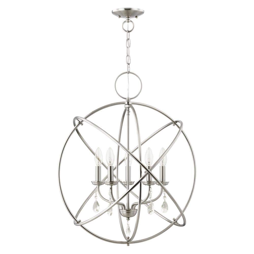 Aria Brushed Nickel Crystal Orb Chandelier