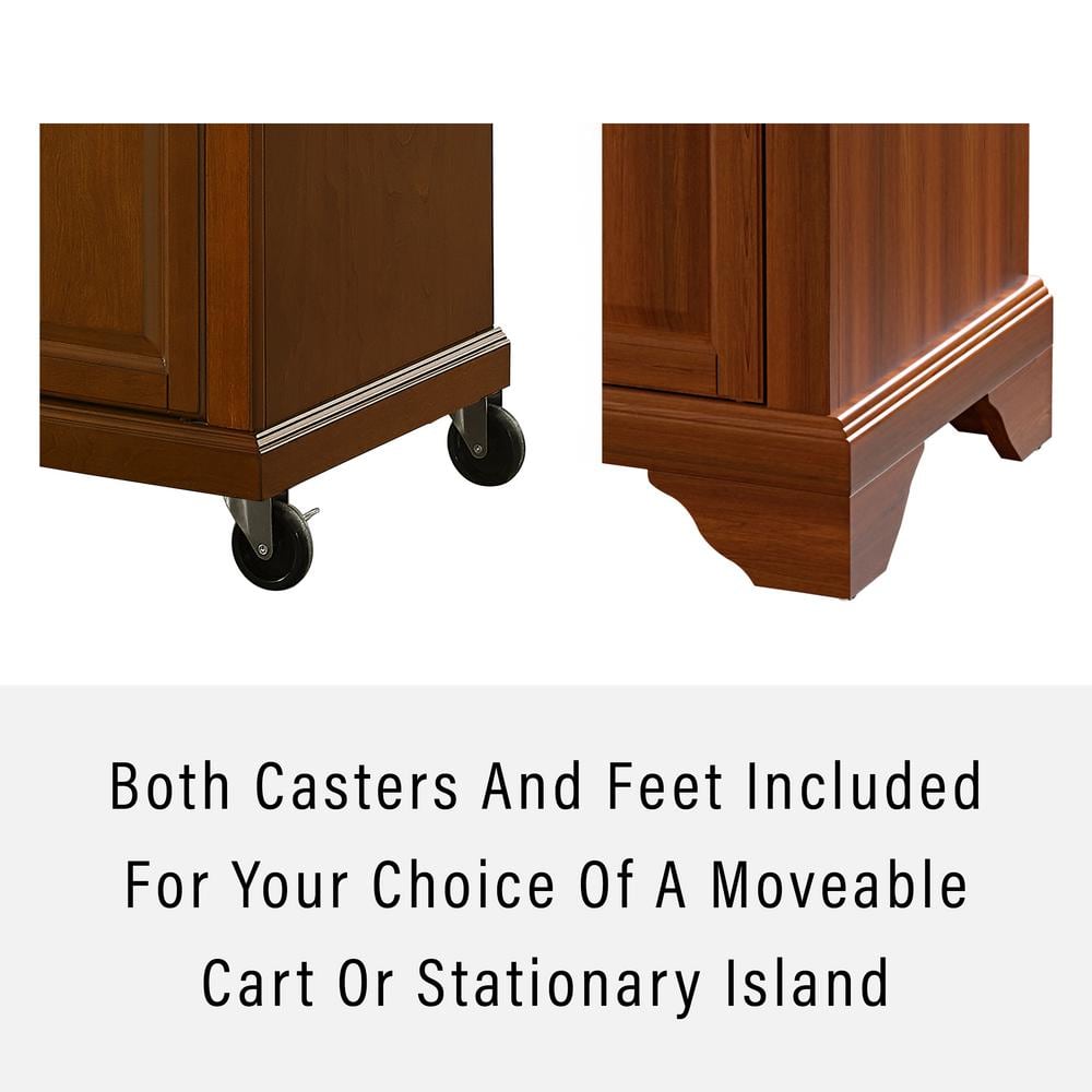 Lafayette Cherry Wood Kitchen Island with Black Granite Top