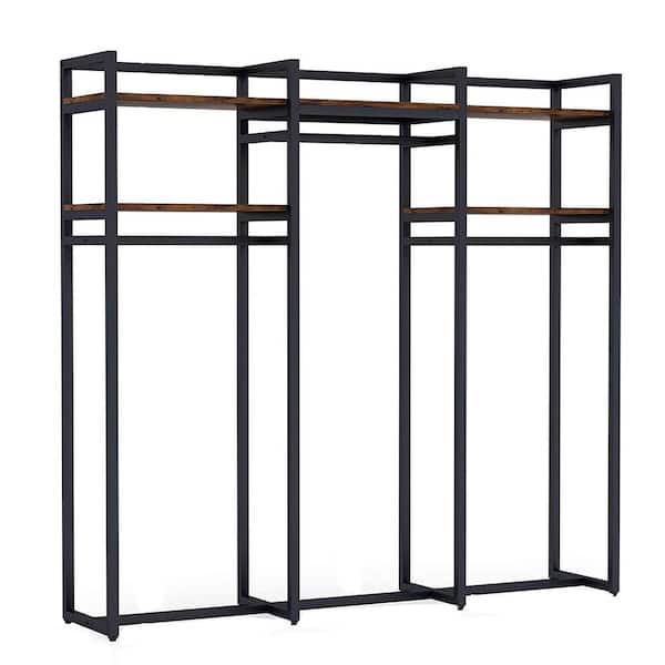 Tribesigns Cynthia Brown Freestanding Garment Rack with Hang Rod and Storage Shelf