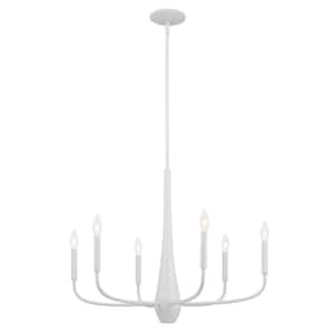 Deela 28 in. 6-Light White Modern Candle Circle Chandelier for Dining Room