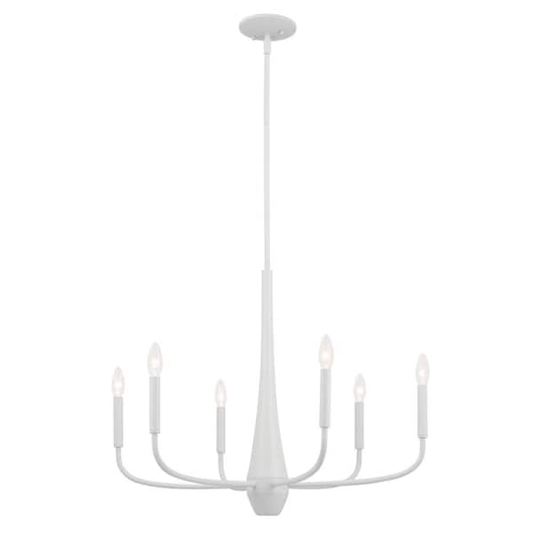 KICHLER Deela 28 in. 6-Light White Modern Candle Circle Chandelier for Dining Room