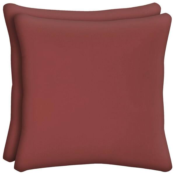 Hampton Bay Chili Solid Square Outdoor Throw Pillow (2-Pack)