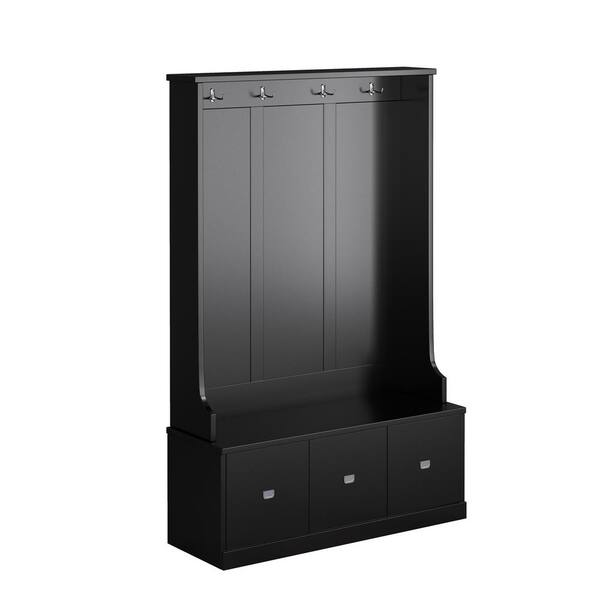 ATHMILE Black Hall Tree with 4-Hooks and 3-Large Drawers GZX ...