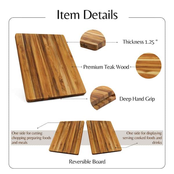 Thick Cutting Chopping Board Block Kitchen Smooth Edges Solid Acacia Wood  Large